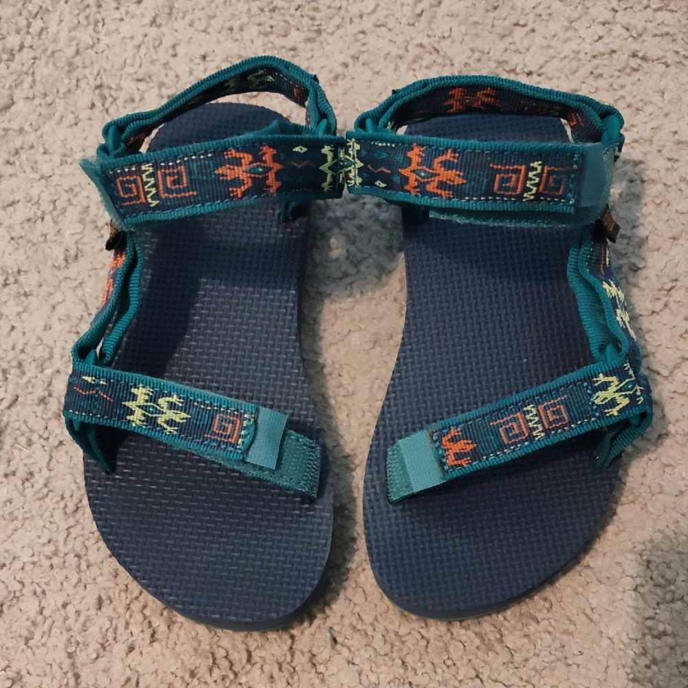 Kids Teal Patterned Sandals